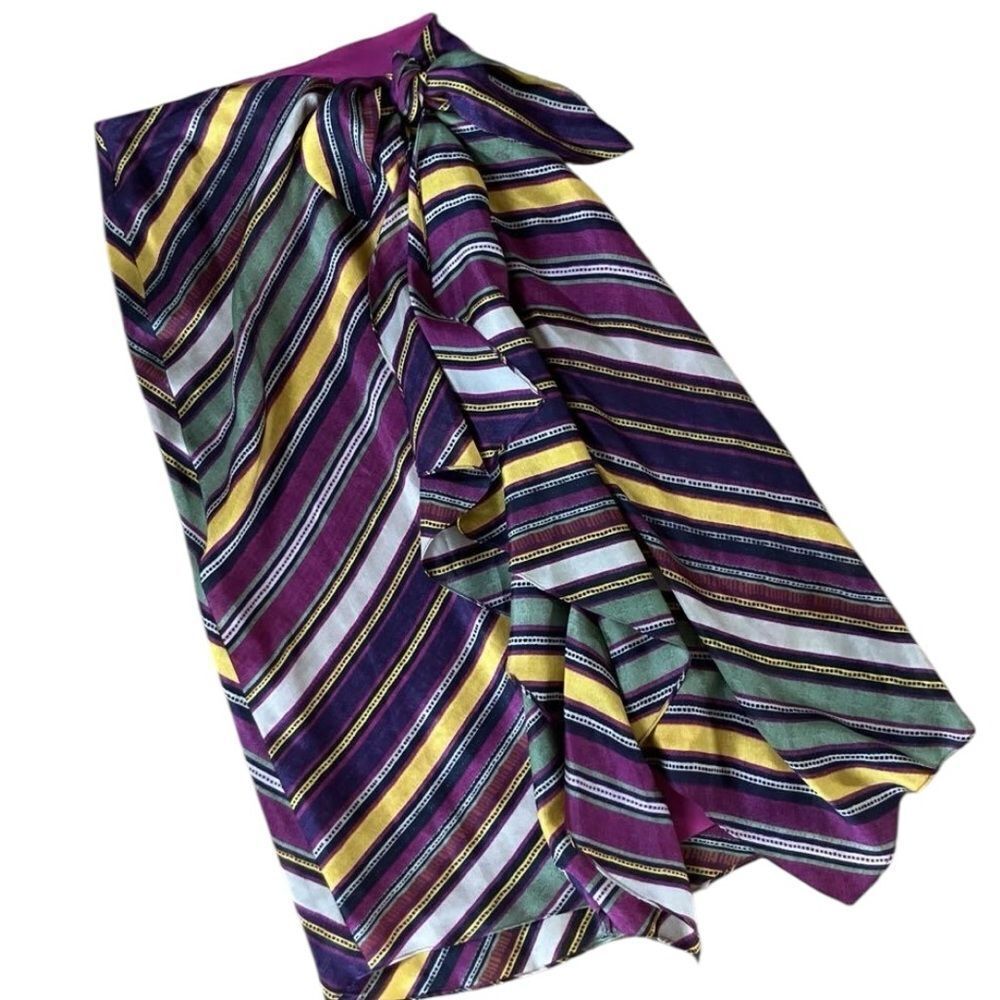 Ralph Lauren Multicolor silkโStriped Sarong skirt medium- beautiful!